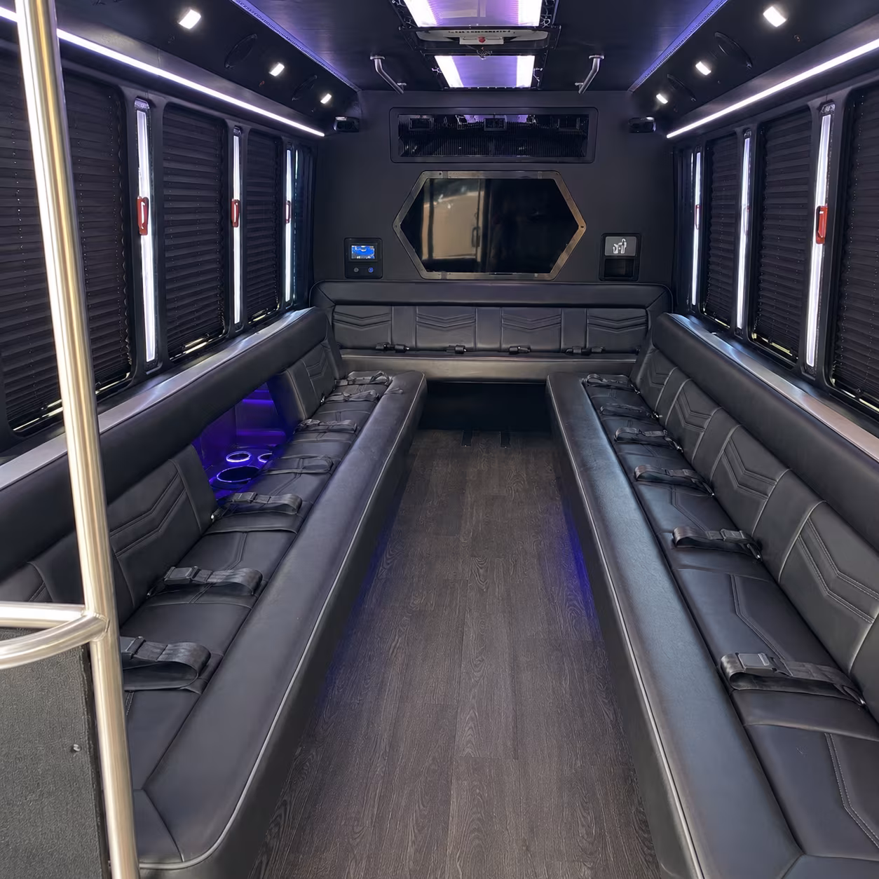 long beach 18 passenger party bus interior