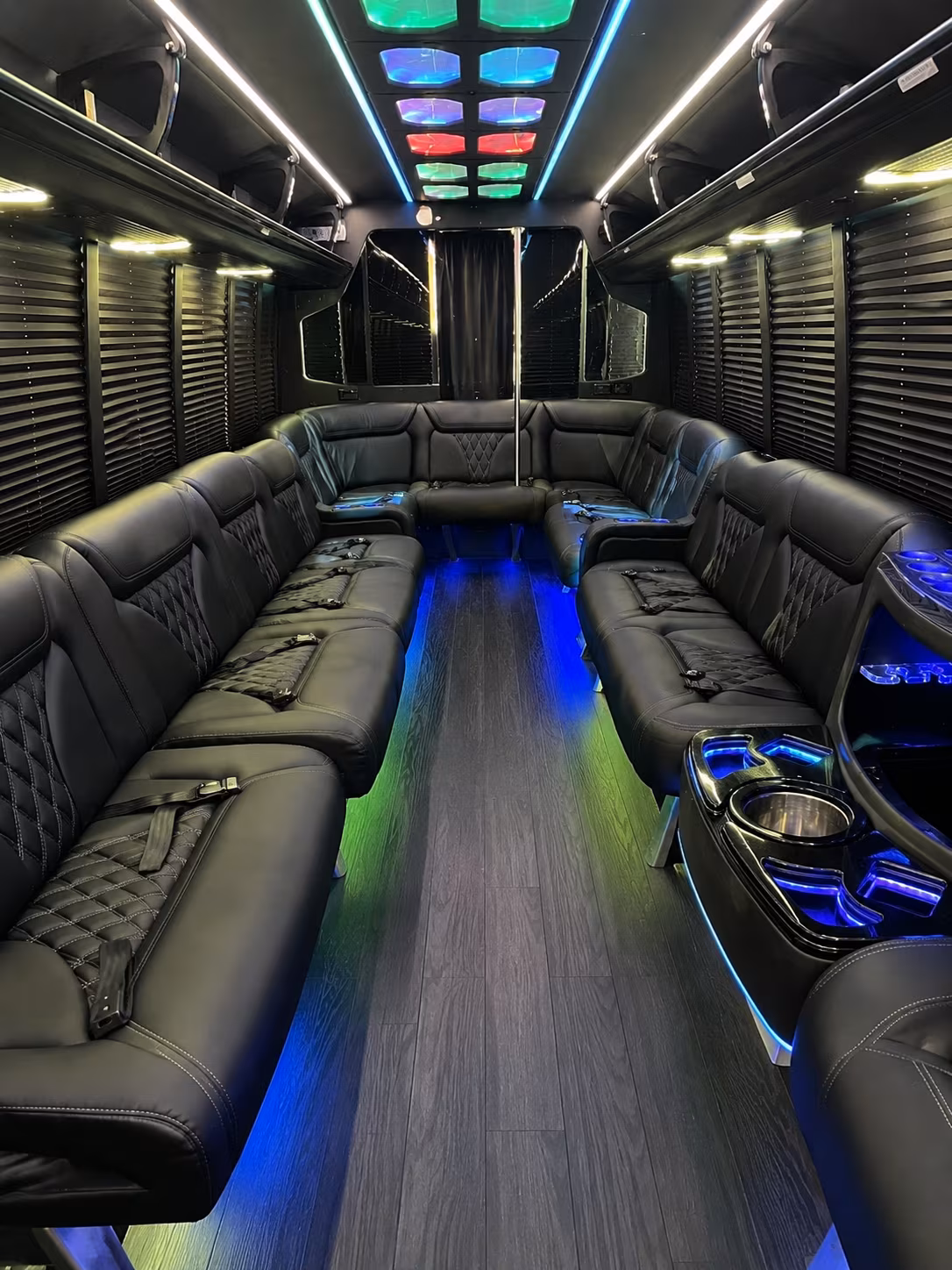 long beach 20 passenger party bus interior
