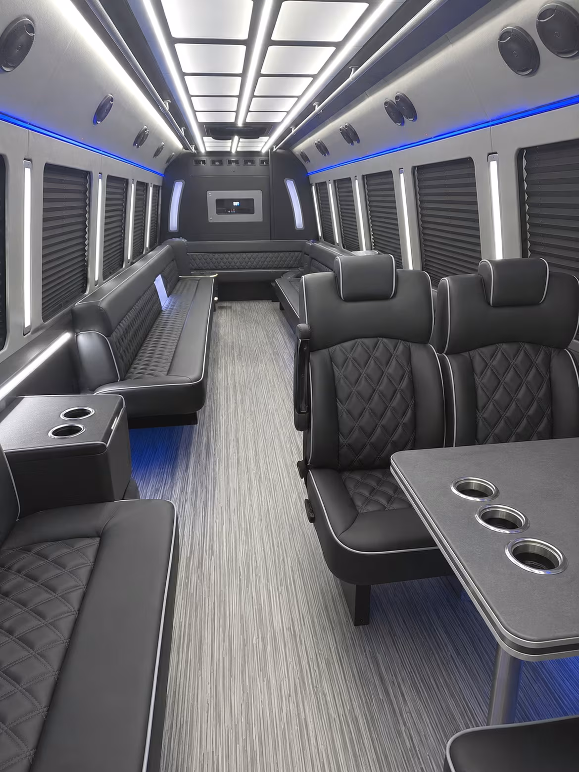 long beach 25 passenger party bus inside
