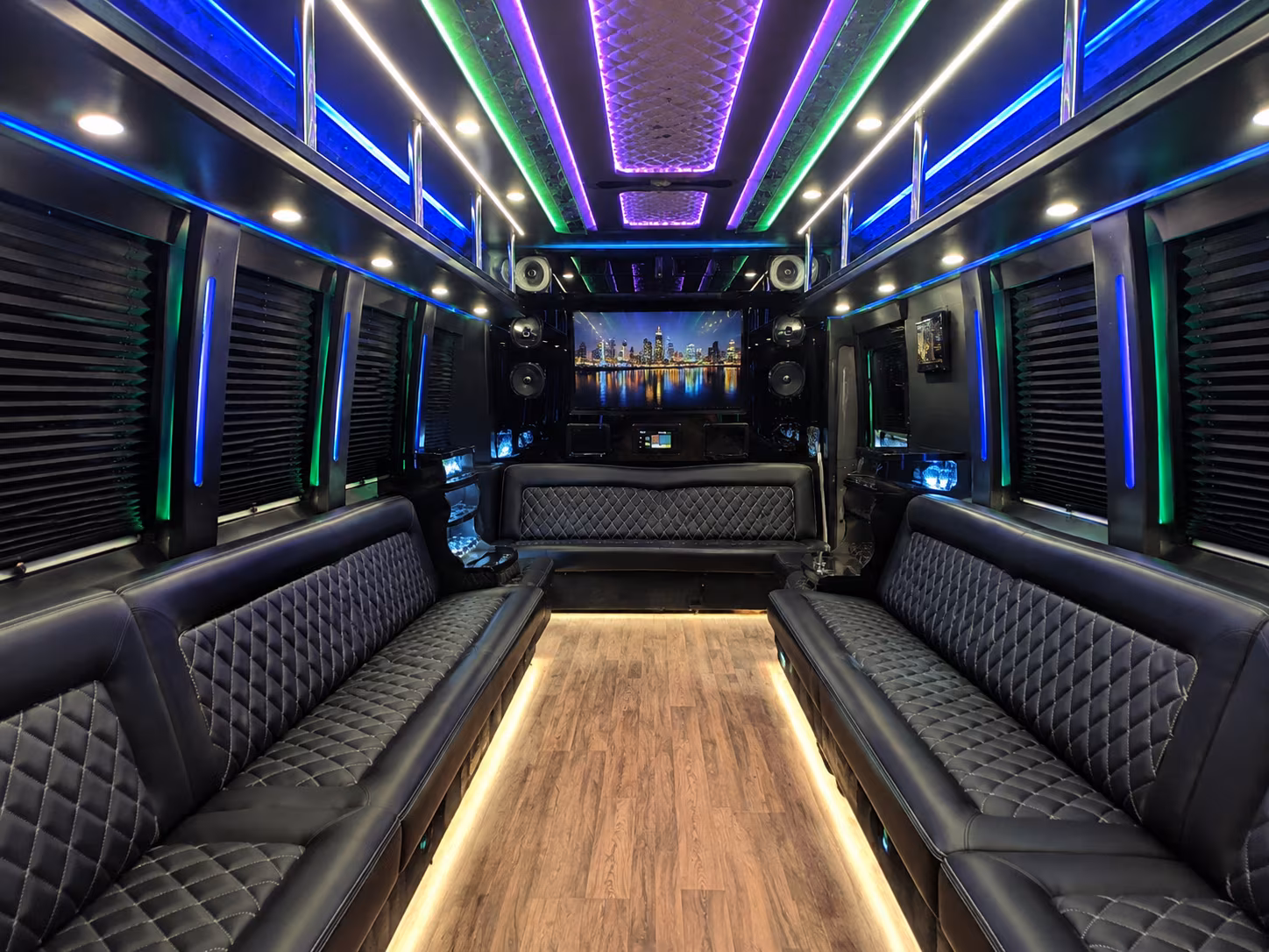 long beach 25 passenger party bus interior