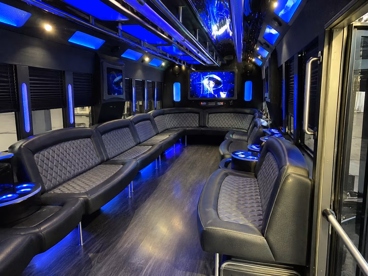 long beach 28 passenger party bus interior