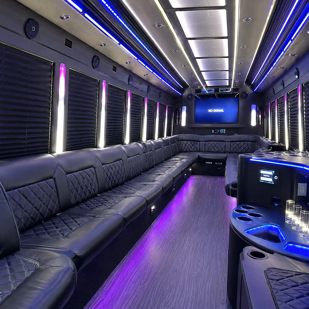 long beach 30 passenger party bus inside
