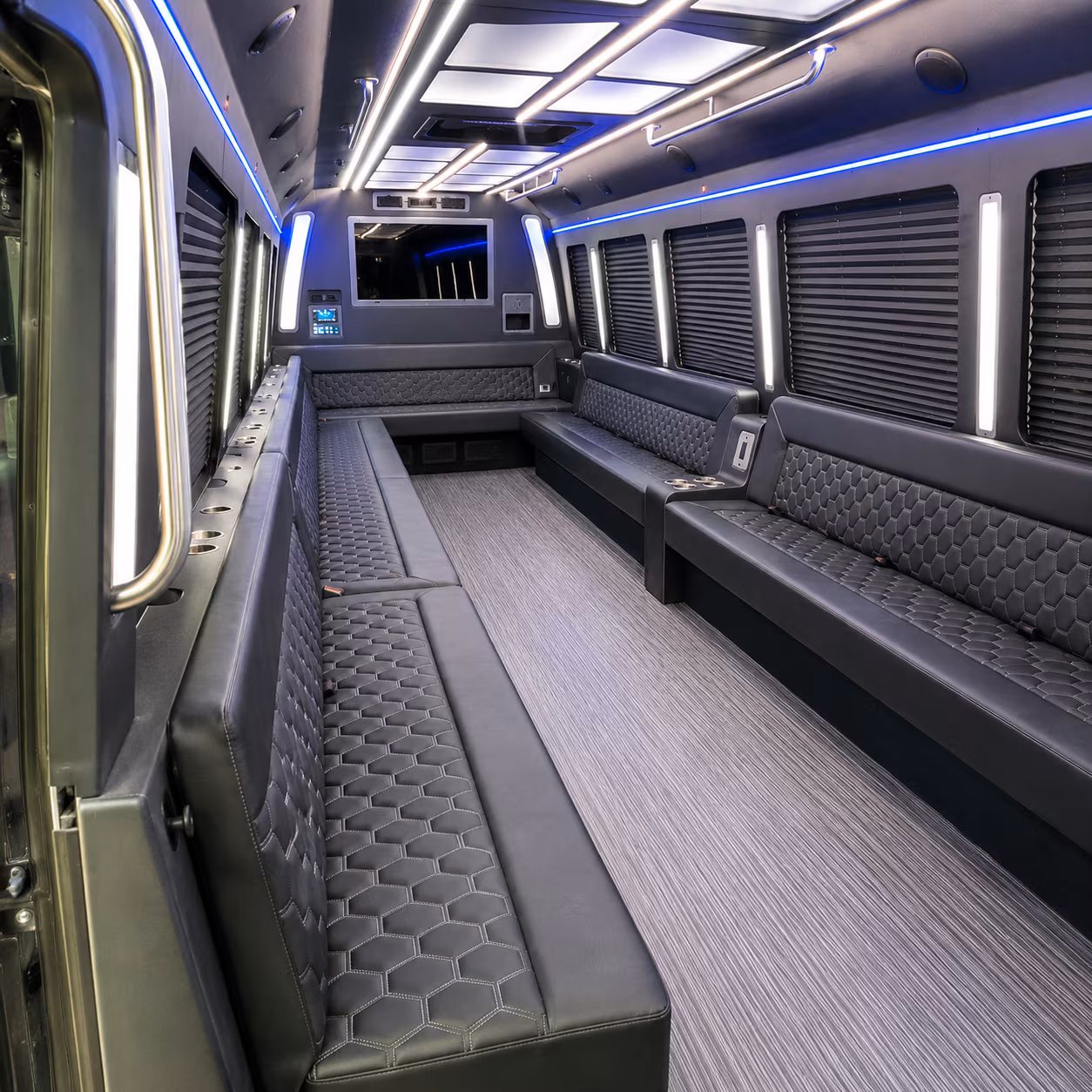 long beach 40 passenger party bus interior