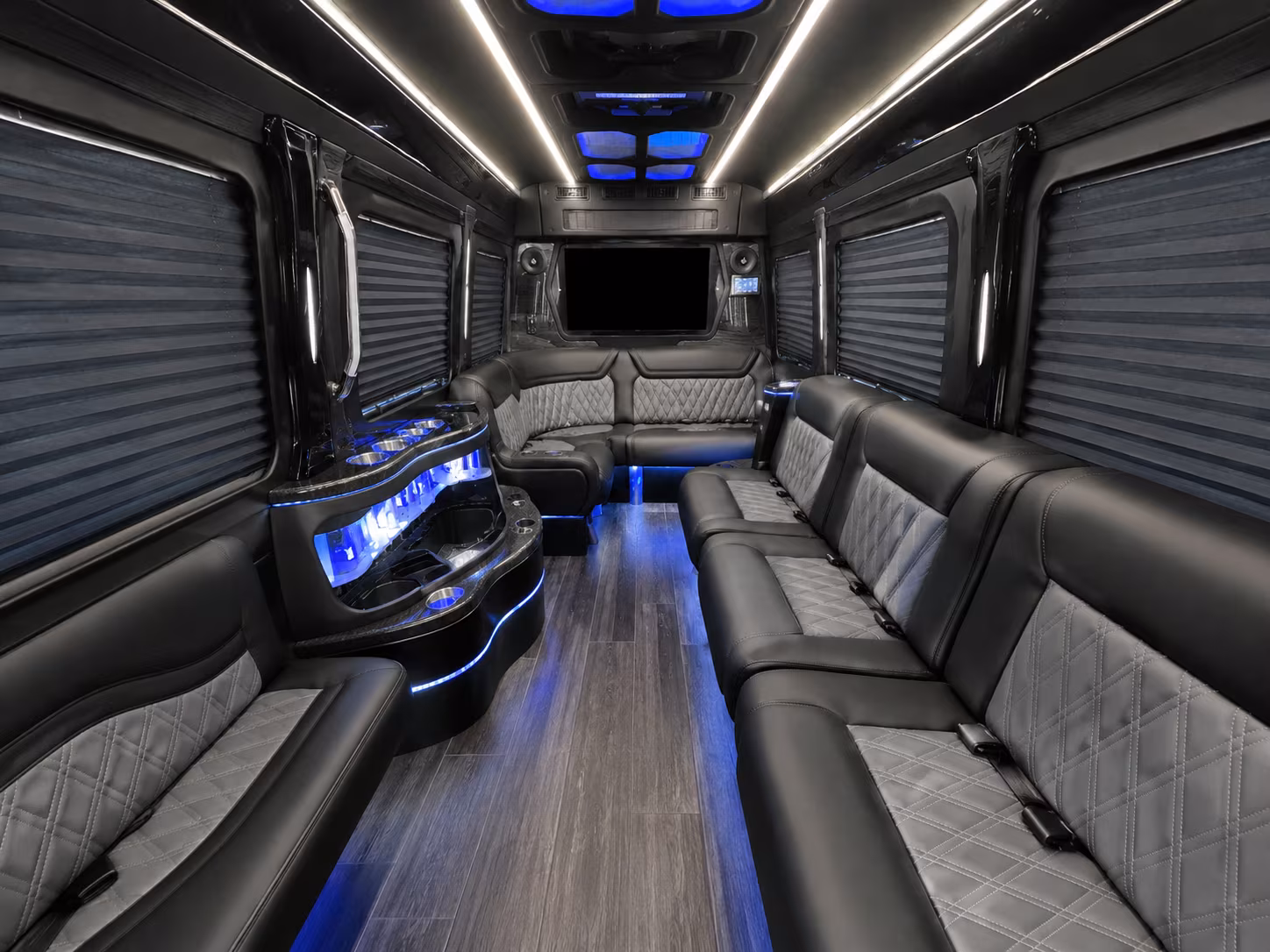 long beach 50 passenger party bus inside