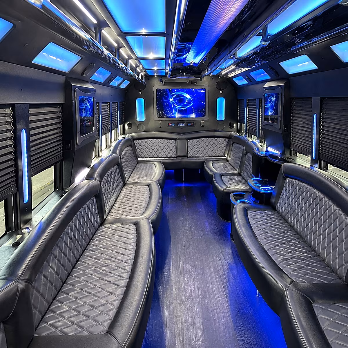 long beach 50 passenger party bus interior