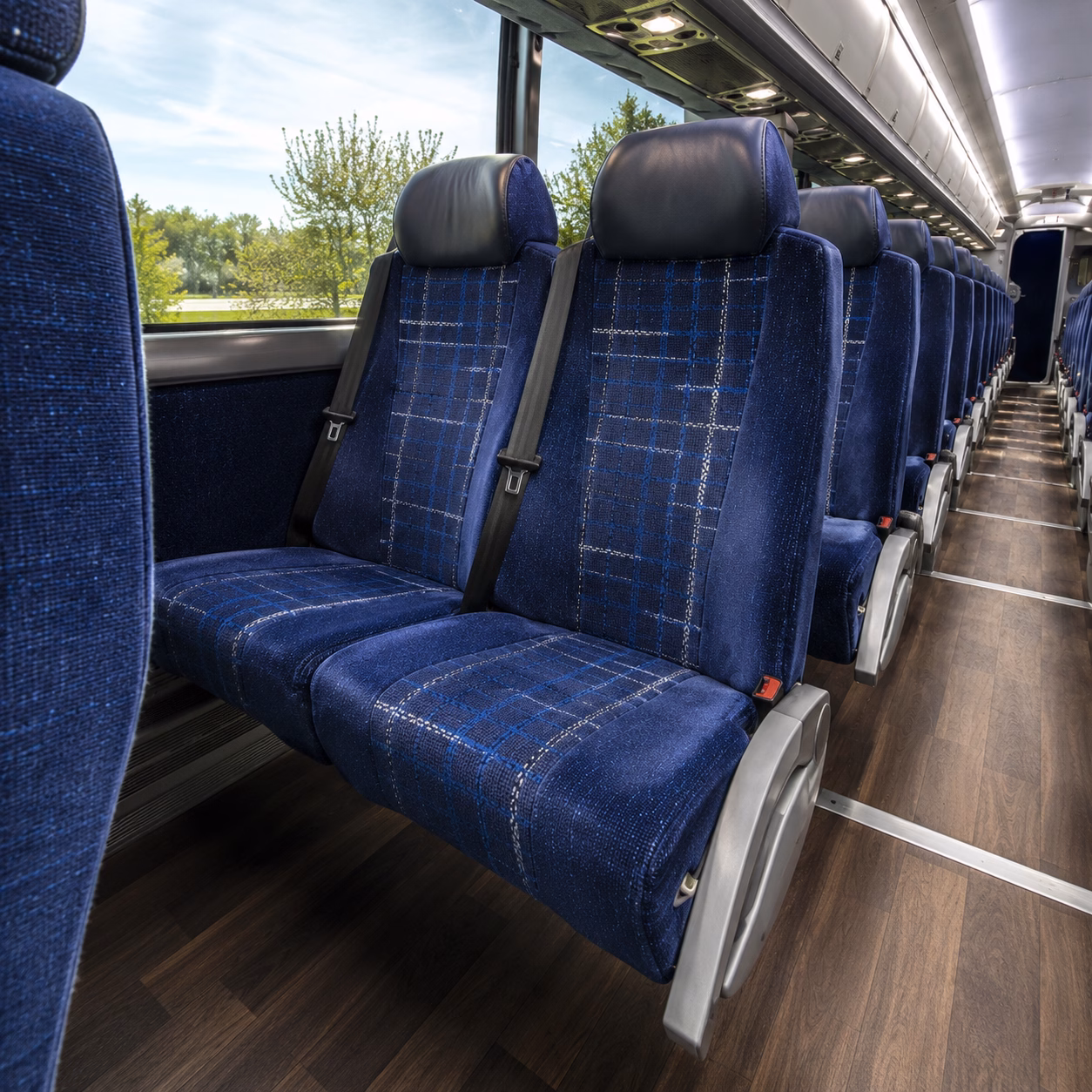 long beach charter bus rental interior