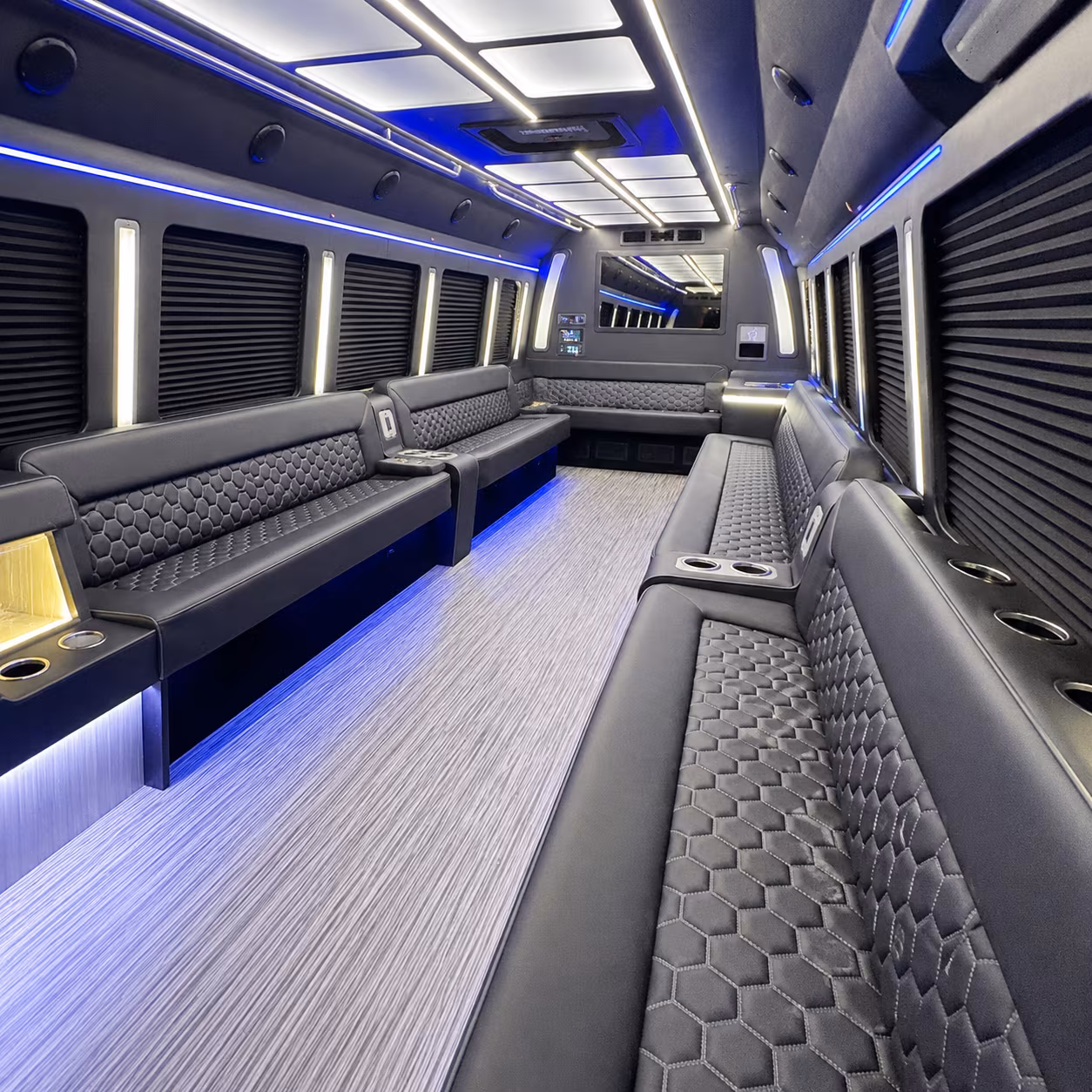 long beach party bus rental interior
